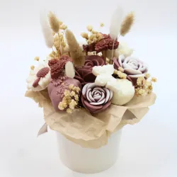 Bouquet de fleurs fondants parfumés, confectionné à partir de cire végétale