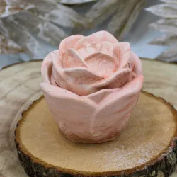 Pot en jesmonite avec couvercle, en forme de rose
