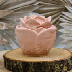 Pot en jesmonite avec couvercle, en forme de rose