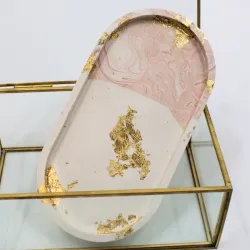 Vide poche en jesmonite marbré finition feuille d'or