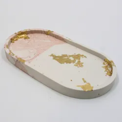 Vide poche en jesmonite marbré finition feuille d'or