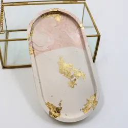 Vide poche en jesmonite marbré finition feuille d'or