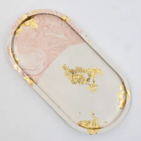 Vide poche en jesmonite marbré finition feuille d'or