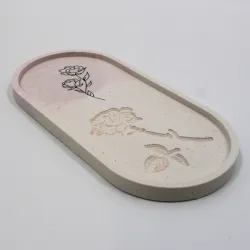 Vide poche en jesmonite marbré avec rose