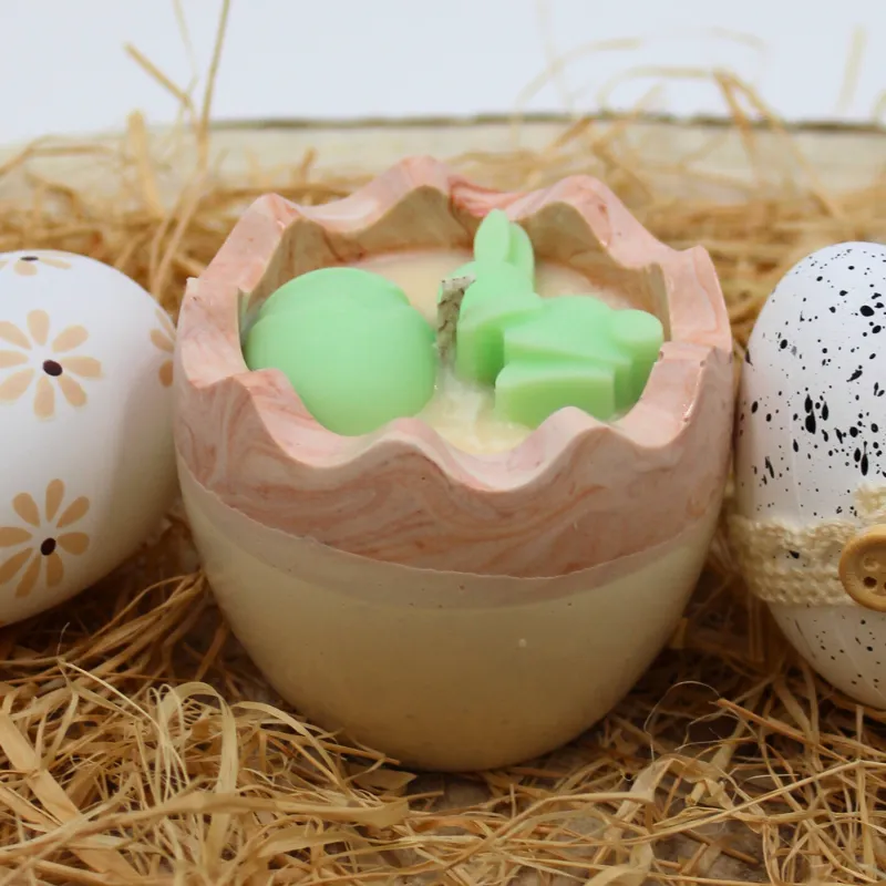 Bougie parfum mojito dans coquille d'œuf en jesmonite