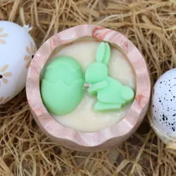 Bougie parfum mojito dans coquille d'œuf en jesmonite