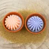 Lot de 2 mini bougie parfum fleur d'oranger et parfum lavande avec cactus, coulée dans un pot en terre cuite