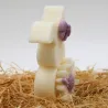 Bougie parfumée lapin de pâques pour fêter le printemps, couleur blanc/violet