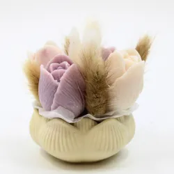 Mini bouquet de fondants tulipes parfumées avec contenant en jesmonite