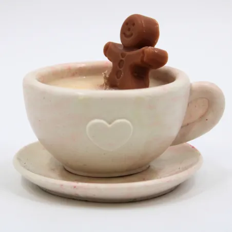 Bougie parfumée avec tasse et coupelle en jesmonite