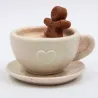 Bougie parfumée avec tasse et coupelle en jesmonite