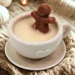Bougie parfumée avec tasse et coupelle en jesmonite