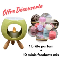 Offre Découverte brûle parfum vert rond + 10 minis fondants parfums mix