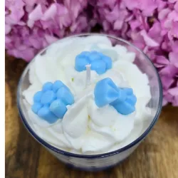 Bougie chantilly bleue naissance, baptême, baby shower