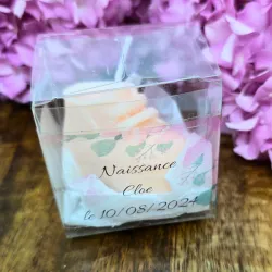 Bougie vanille rose pour naissance ou baptême personnalisable