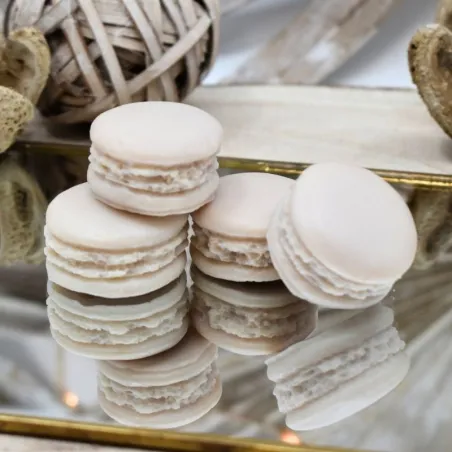 Lot de 4 macaron parfums madeleine, cire végétale