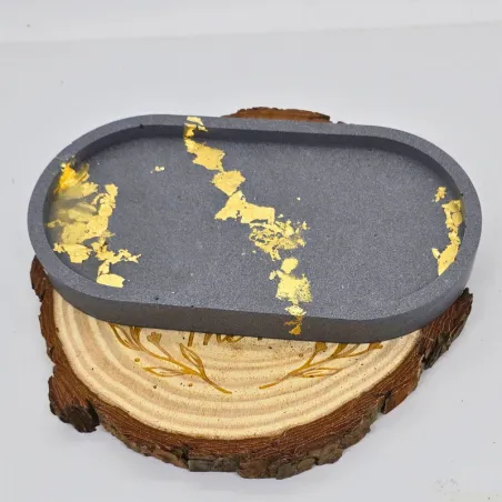 Plateau - Vide poche en jesmonite avec feuille d'or personnalisable